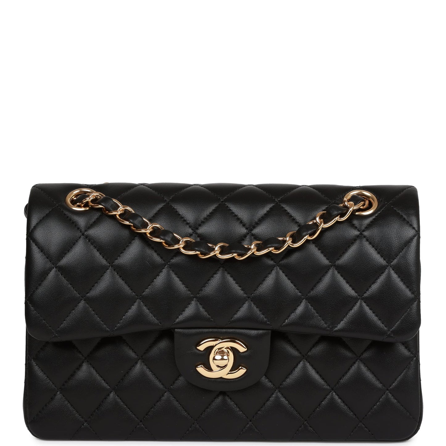Chanel Small Classic Double Flap Bag Black Lambskin Gold Hardware