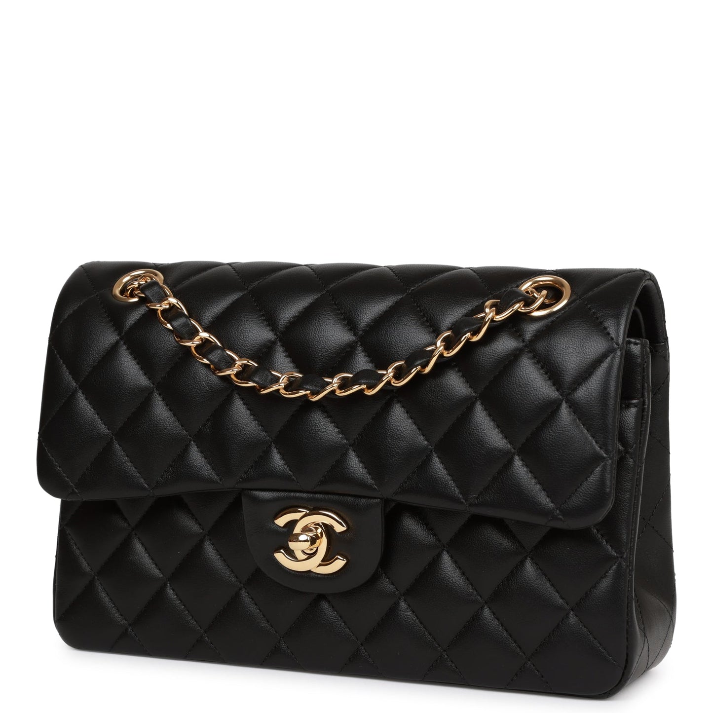 Chanel Small Classic Double Flap Bag Black Lambskin Gold Hardware