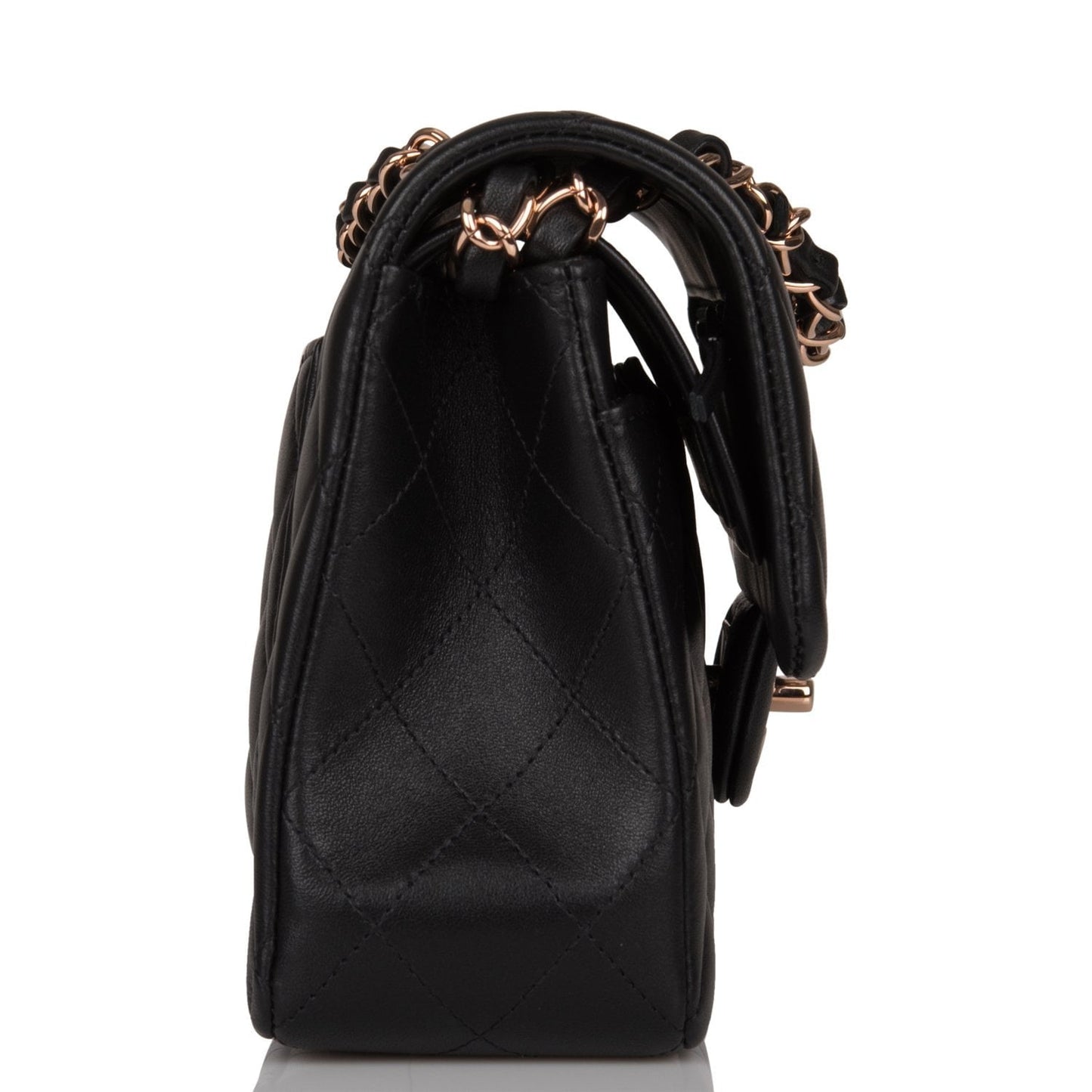 Chanel Small Classic Double Flap Bag Black Lambskin Rose Gold Hardware