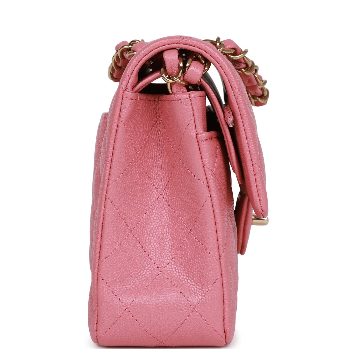 Chanel Small Classic Double Flap Dark Pink Caviar Light Gold Hardware