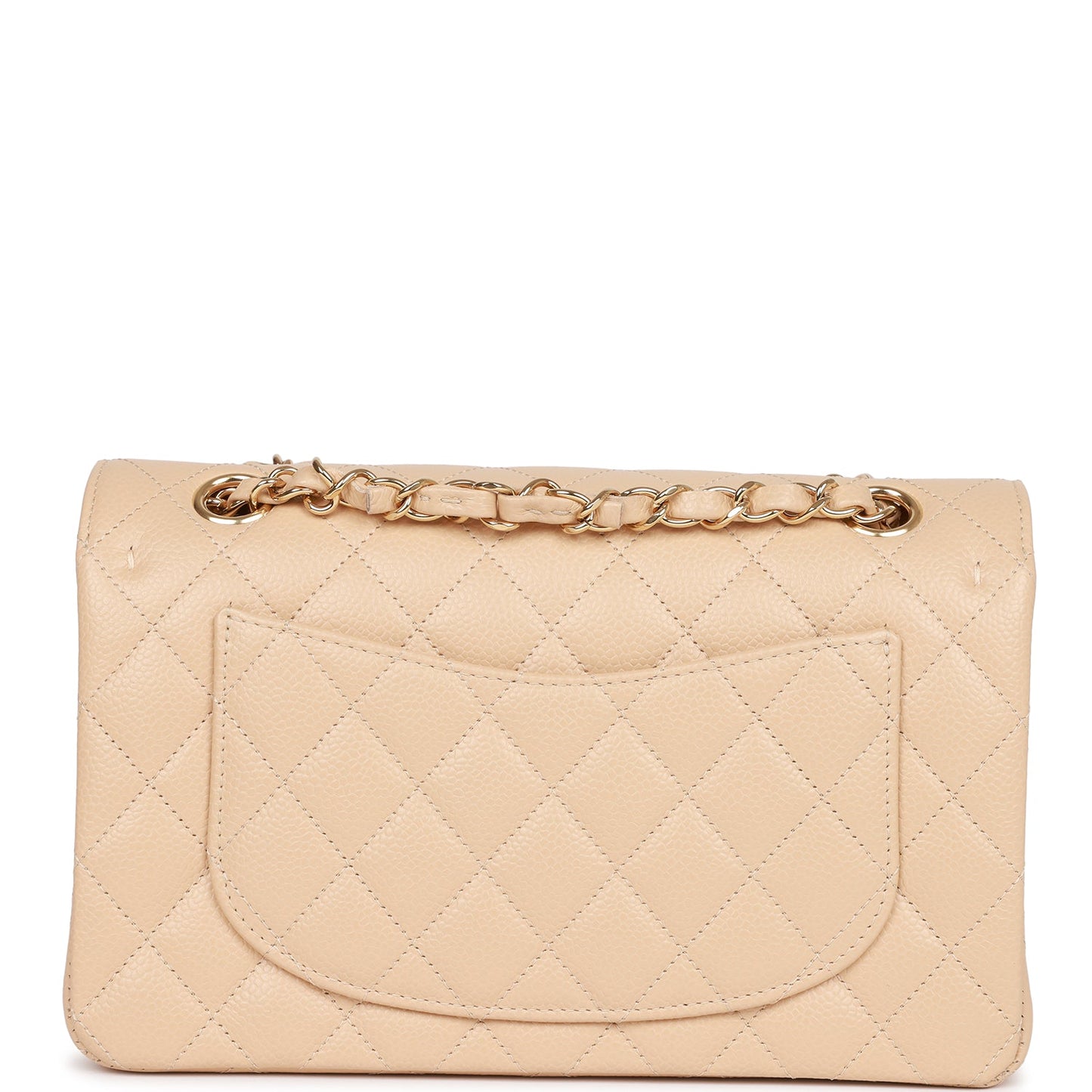 Chanel Small Classic Double Flap Beige Caviar Light Gold Hardware