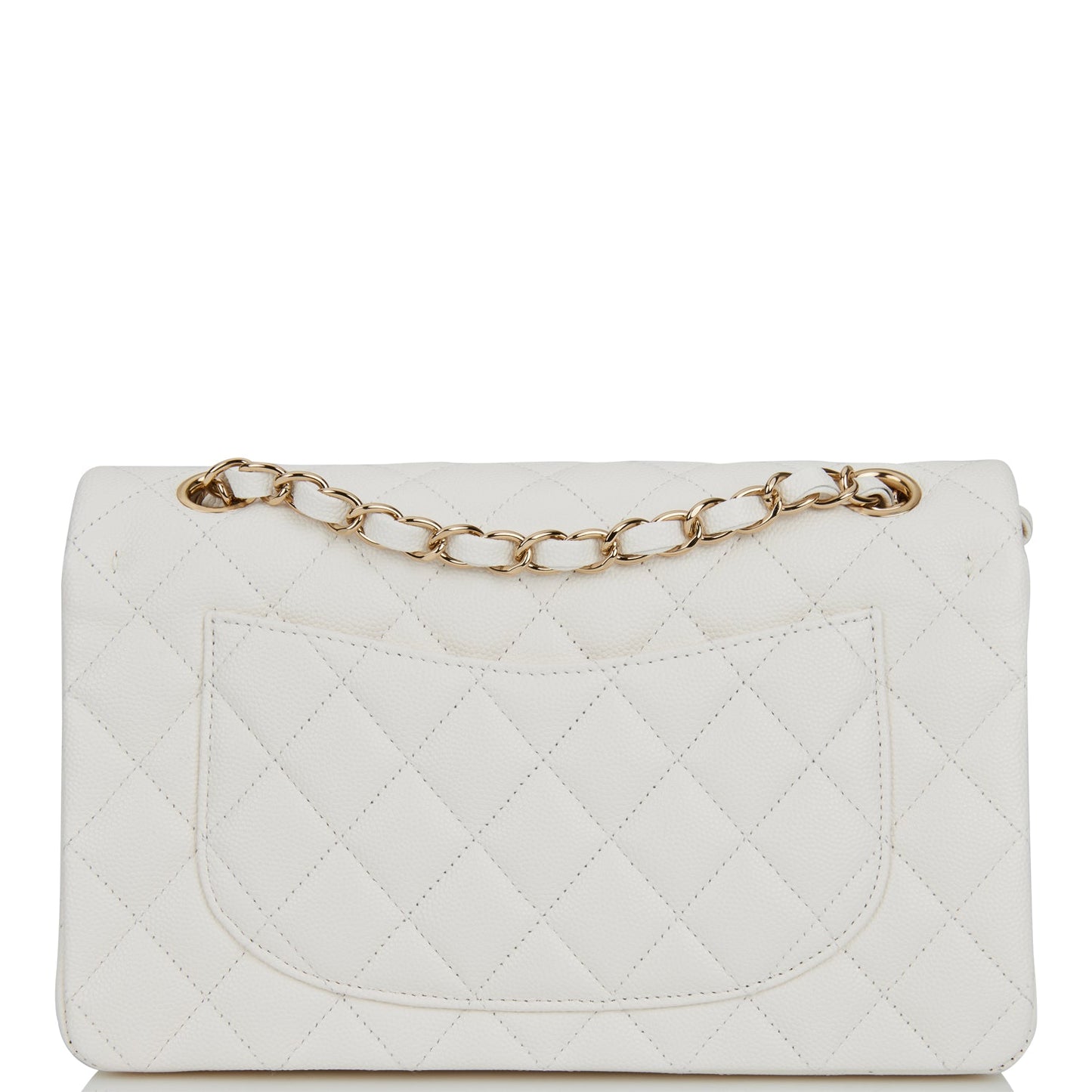Chanel Small Classic Double Flap White Caviar Light Gold Hardware