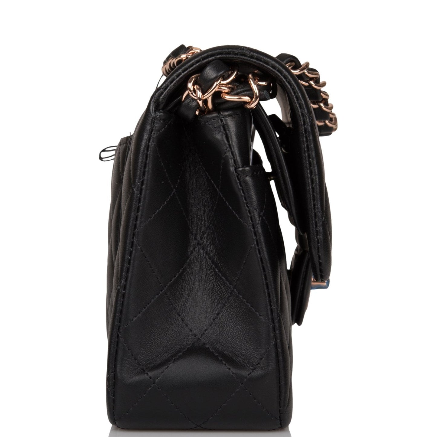 Chanel Small Classic Double Flap Bag Black Lambskin Rose Gold Hardware