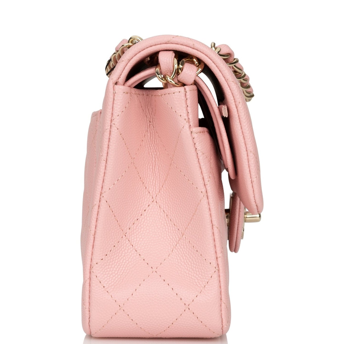 Chanel Small Classic Double Flap Pink Caviar Light Gold Hardware