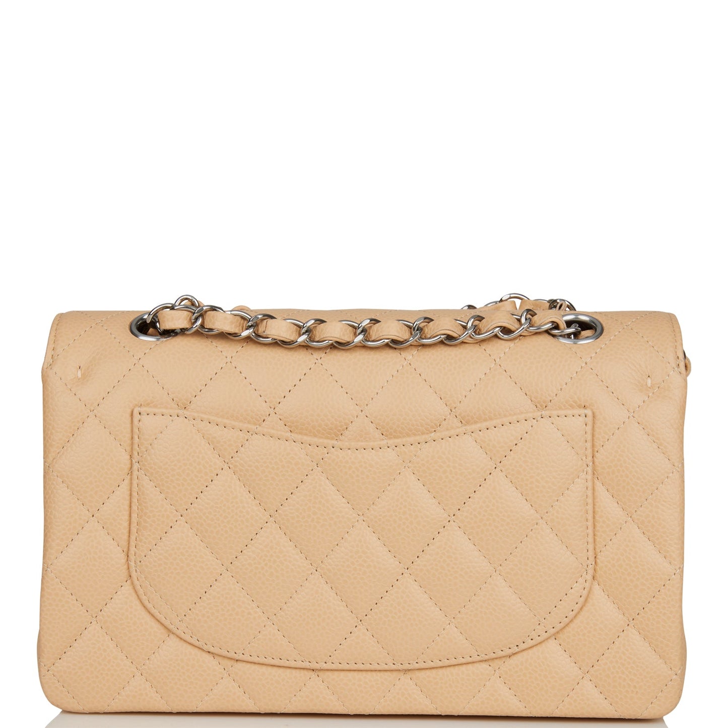 Chanel Small Classic Double Flap Bag Beige Caviar Silver Hardware