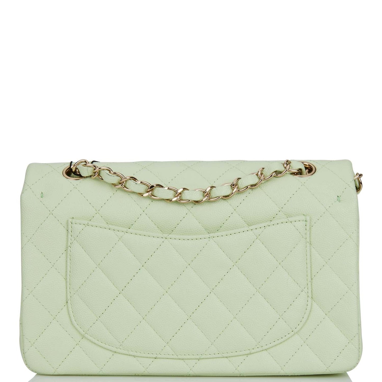 Chanel Small Classic Double Flap Light Green Caviar Light Gold Hardware