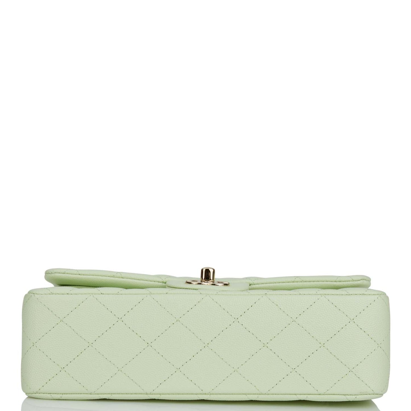 Chanel Small Classic Double Flap Light Green Caviar Light Gold Hardware