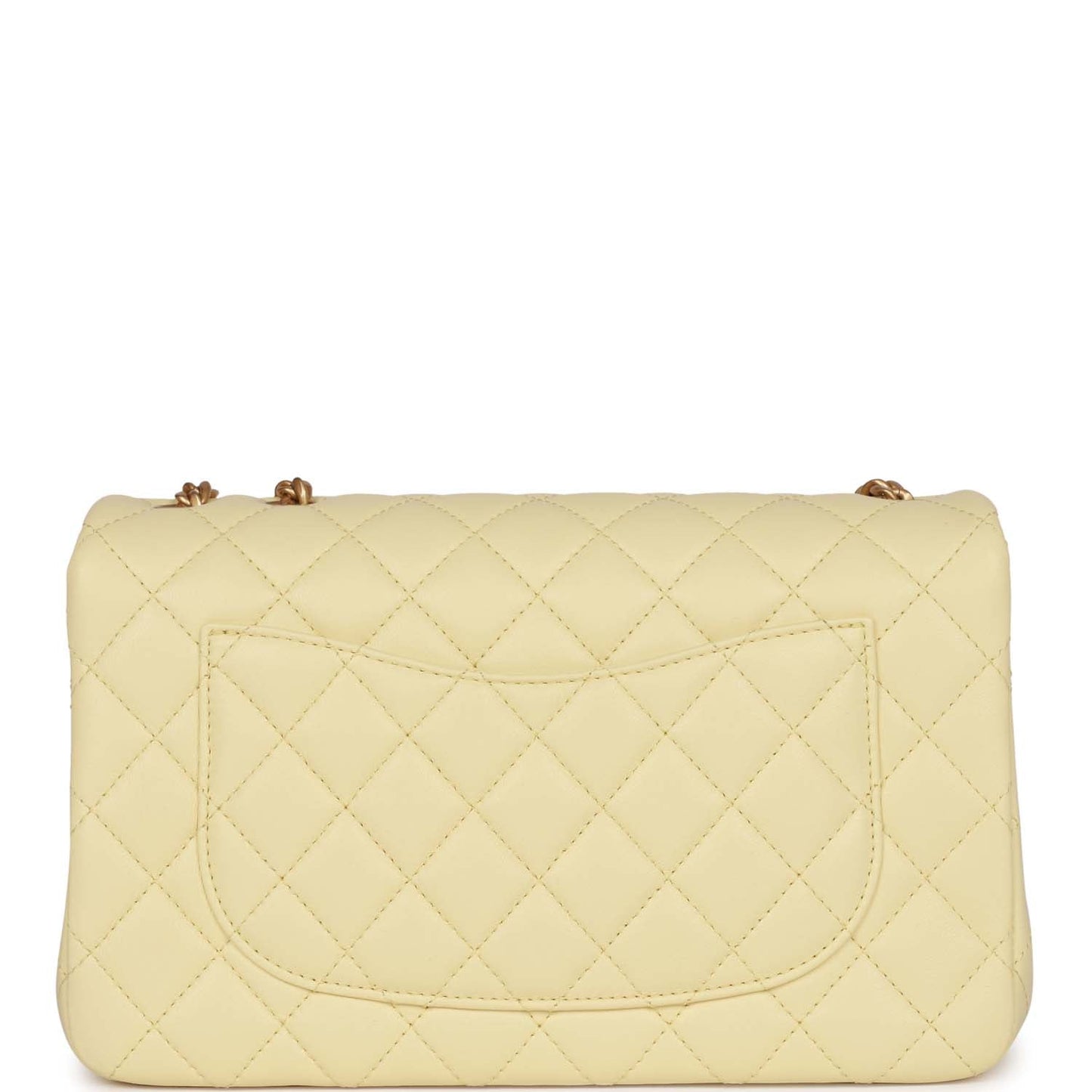 Chanel Camellia Crush Medium Flap Yellow Lambskin Antique Gold Hardware