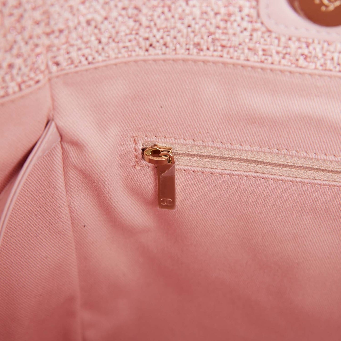 Chanel Large Deauville Shopping Bag Pink Lurex Gold Hardware