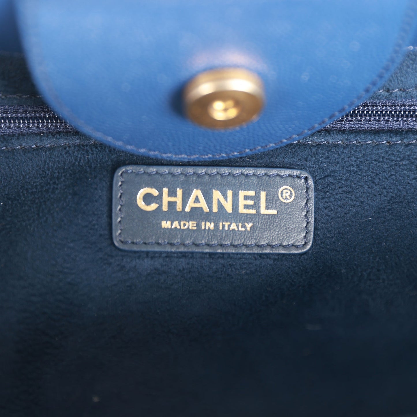 Chanel Small Deauville Shopping Bag Blue Caviar Antique Gold Hardware