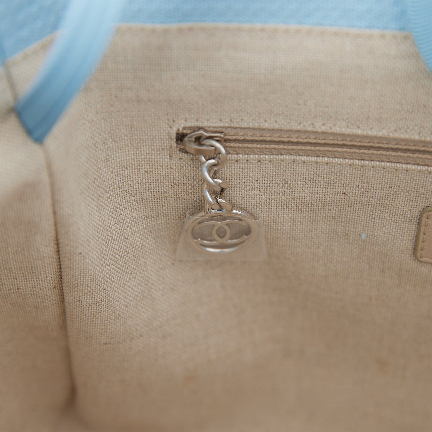 Chanel Small Deauville Shopping Bag Blue Boucle Silver Hardware
