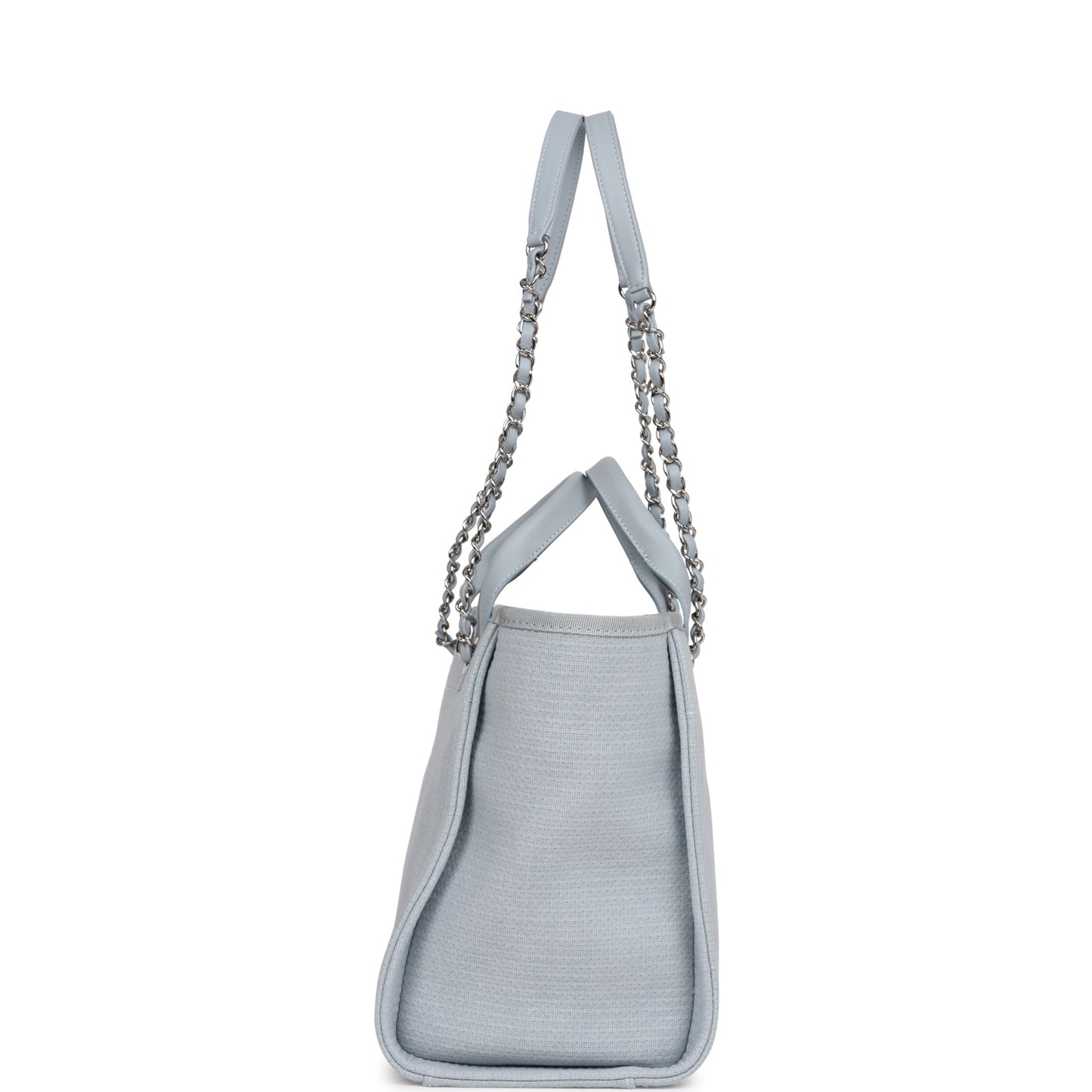 Chanel Small Deauville Shopping Tote Blue Boucle Silver Hardware