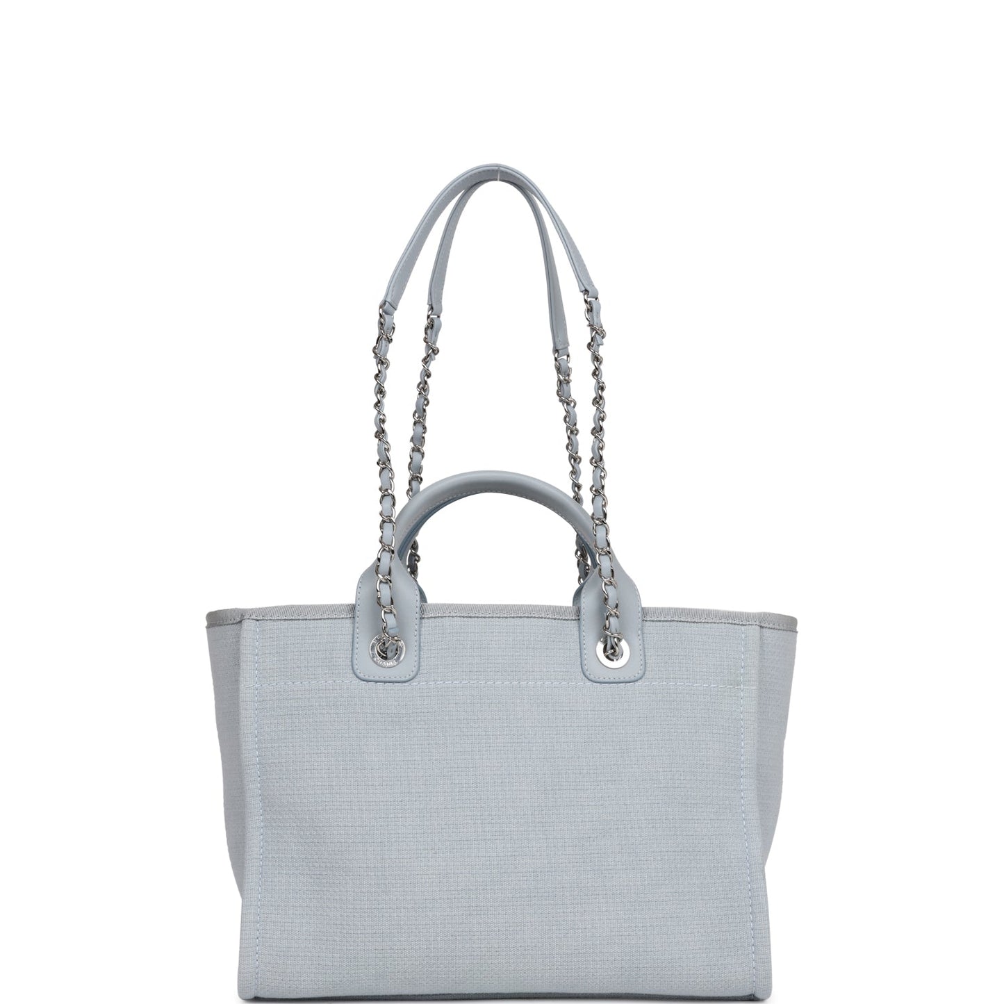 Chanel Small Deauville Shopping Tote Blue Boucle Silver Hardware