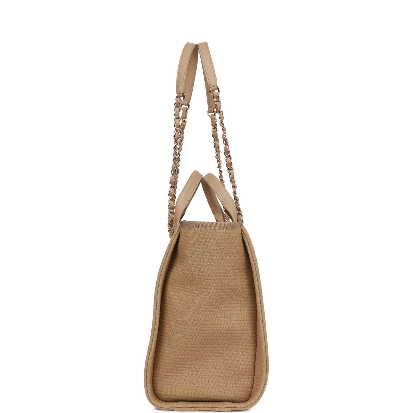 Chanel Small Deauville Shopping Bag Beige Boucle Light Gold Hardware