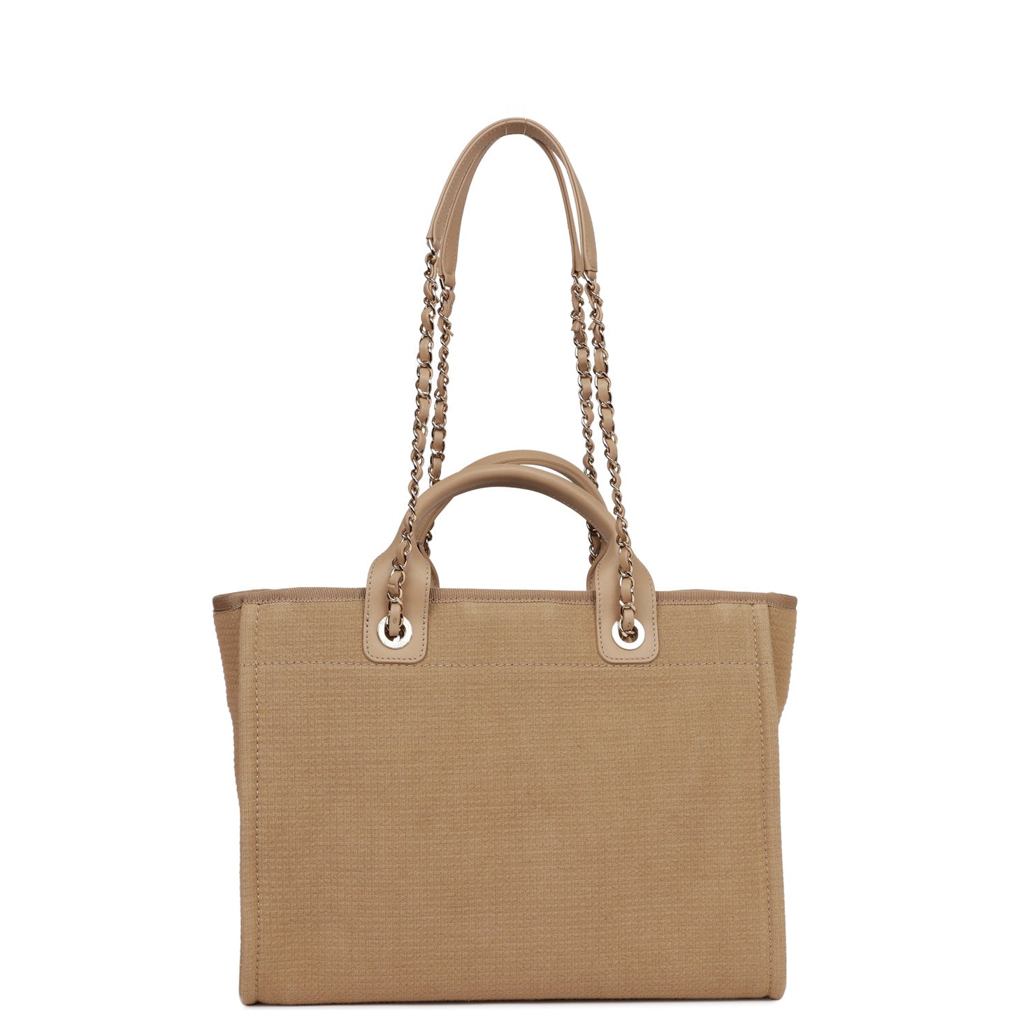 Chanel Small Deauville Shopping Bag Beige Boucle Light Gold Hardware