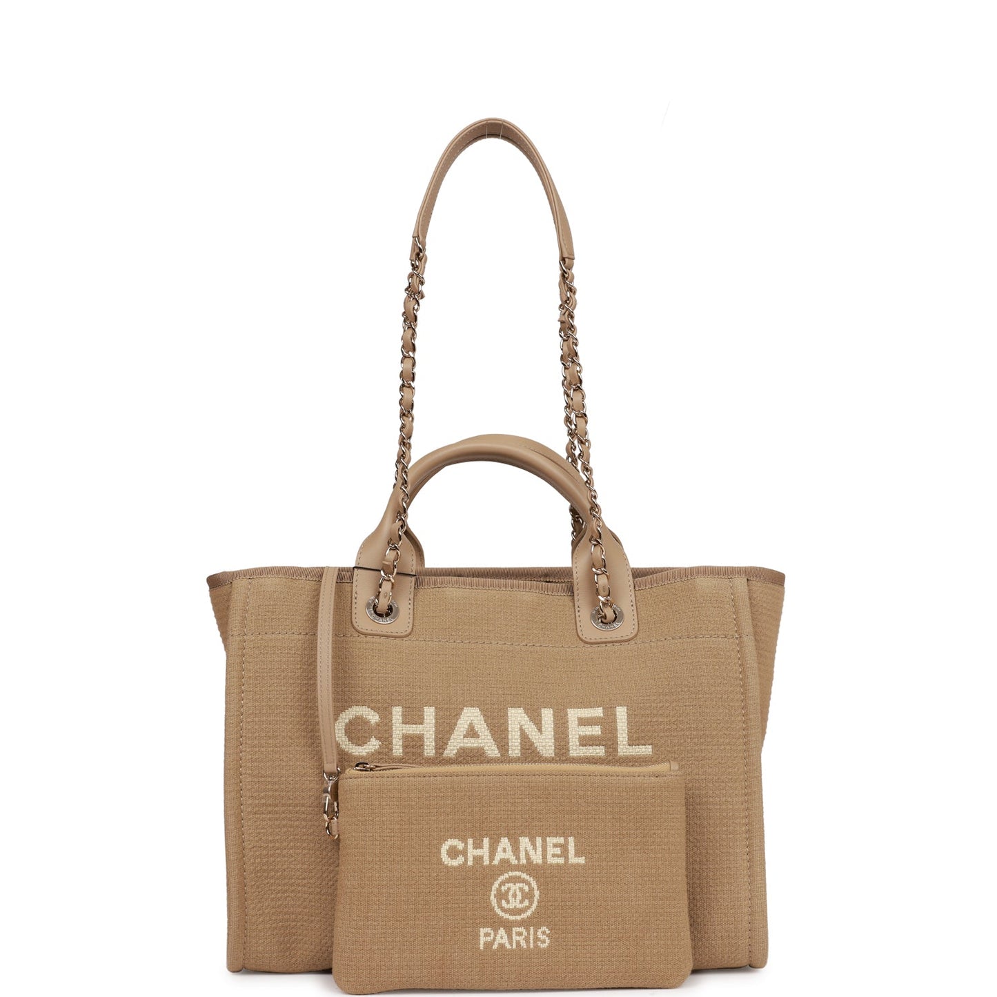 Chanel Small Deauville Shopping Bag Beige Boucle Light Gold Hardware