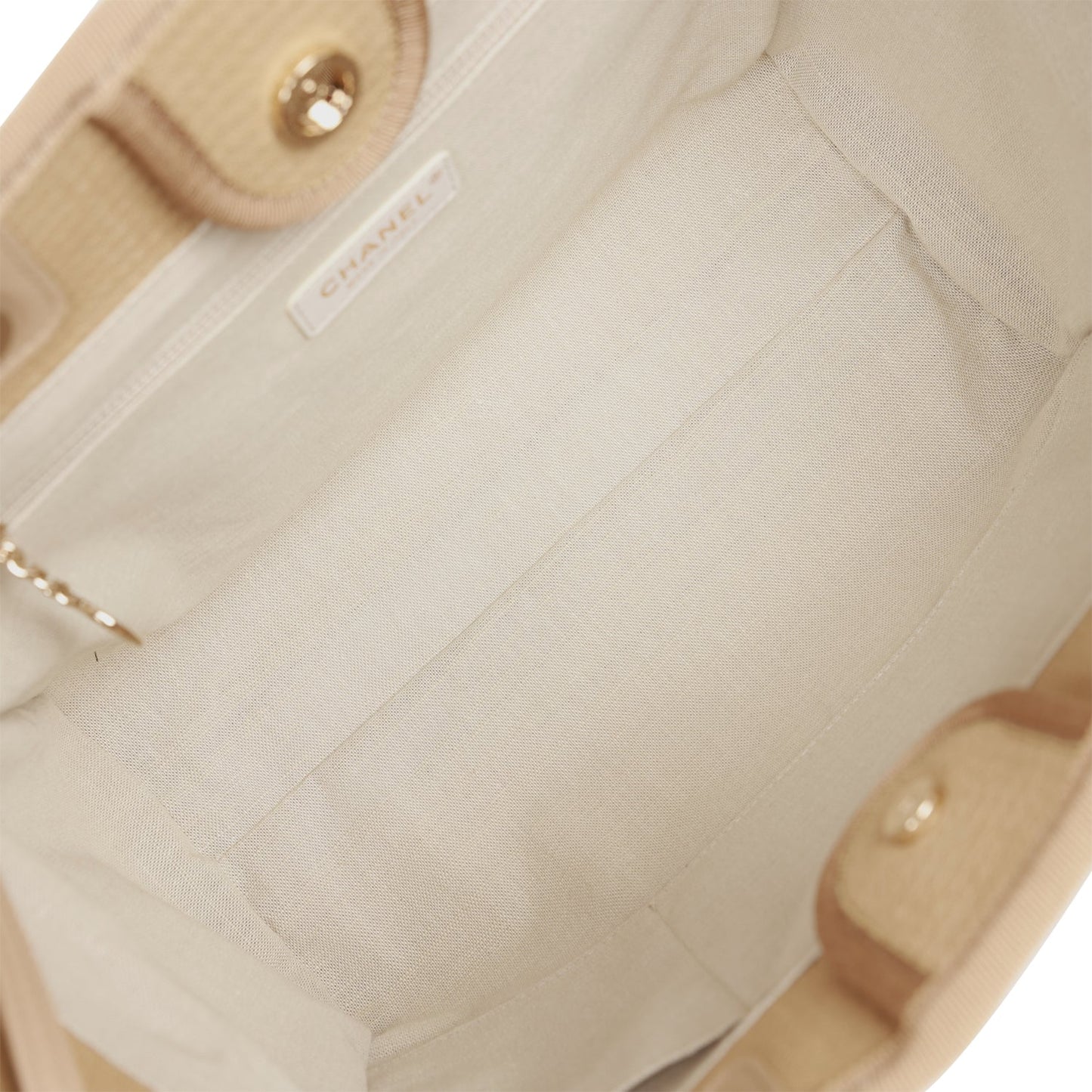 Chanel Small Deauville Shopping Bag Beige Boucle Light Gold Hardware