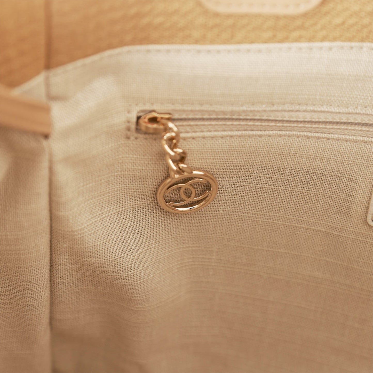 Chanel Small Deauville Shopping Bag Beige Boucle Light Gold Hardware