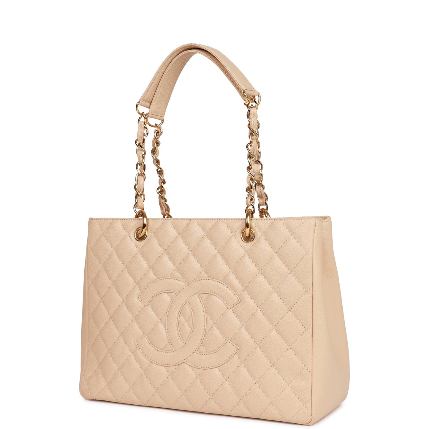 Chanel Grand Shopping Tote (GST) Bag Beige Caviar Gold Hardware