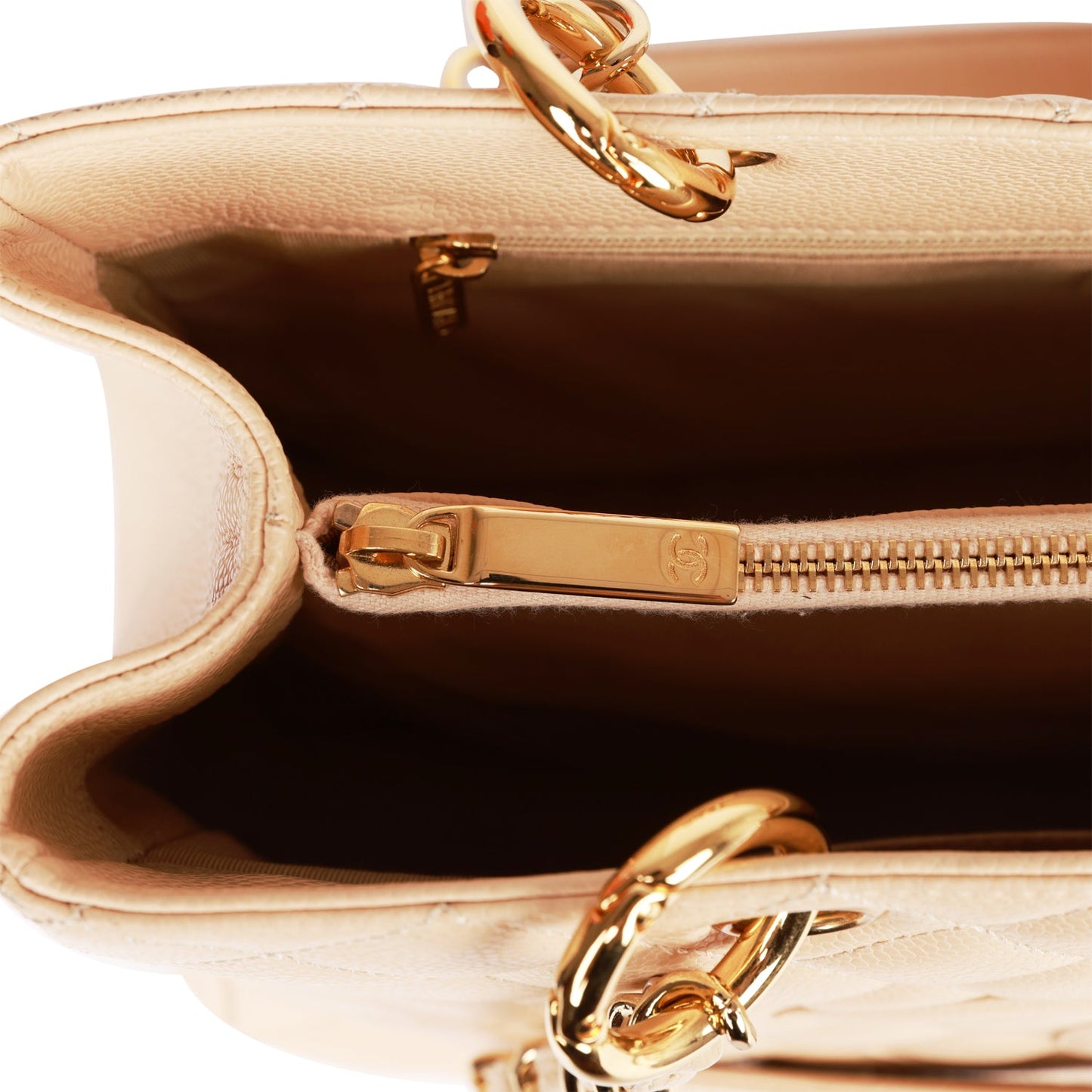 Chanel Grand Shopping Tote (GST) Bag Beige Caviar Gold Hardware