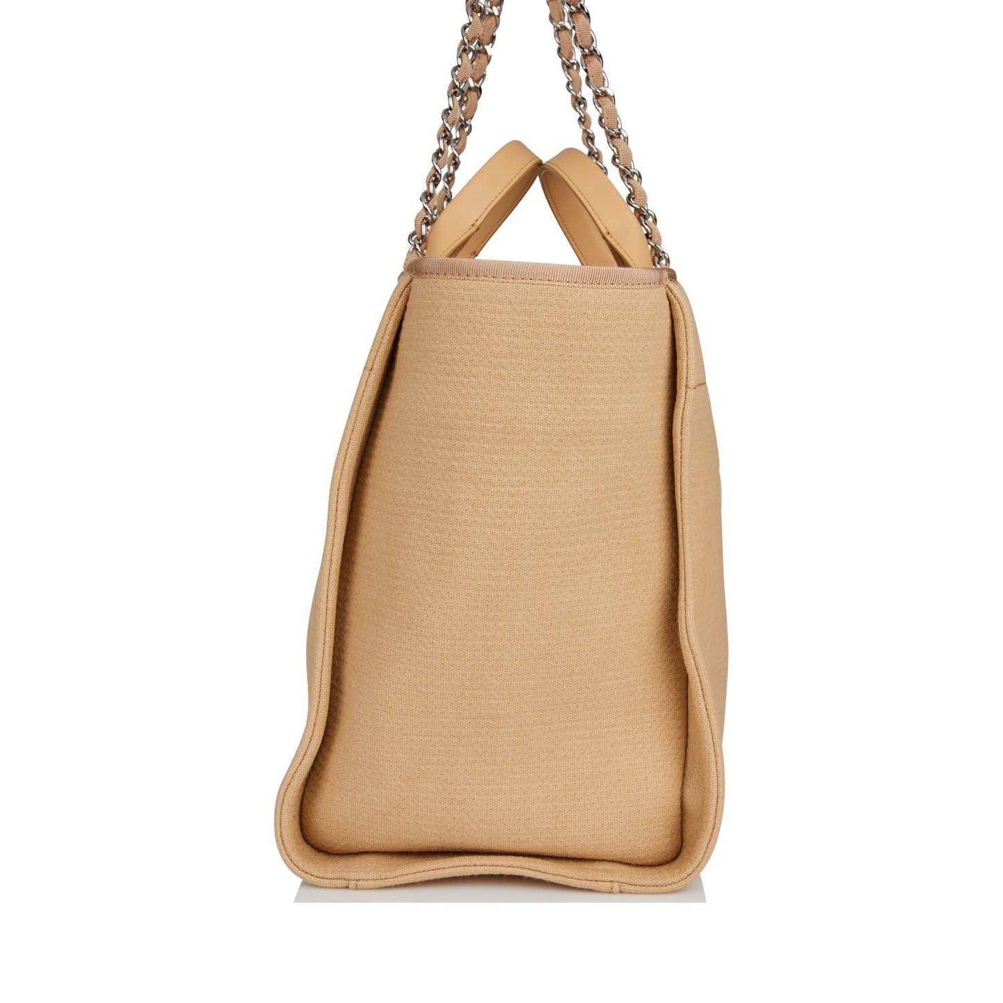Chanel Large Deauville Shopping Bag Beige Boucle Silver Hardware