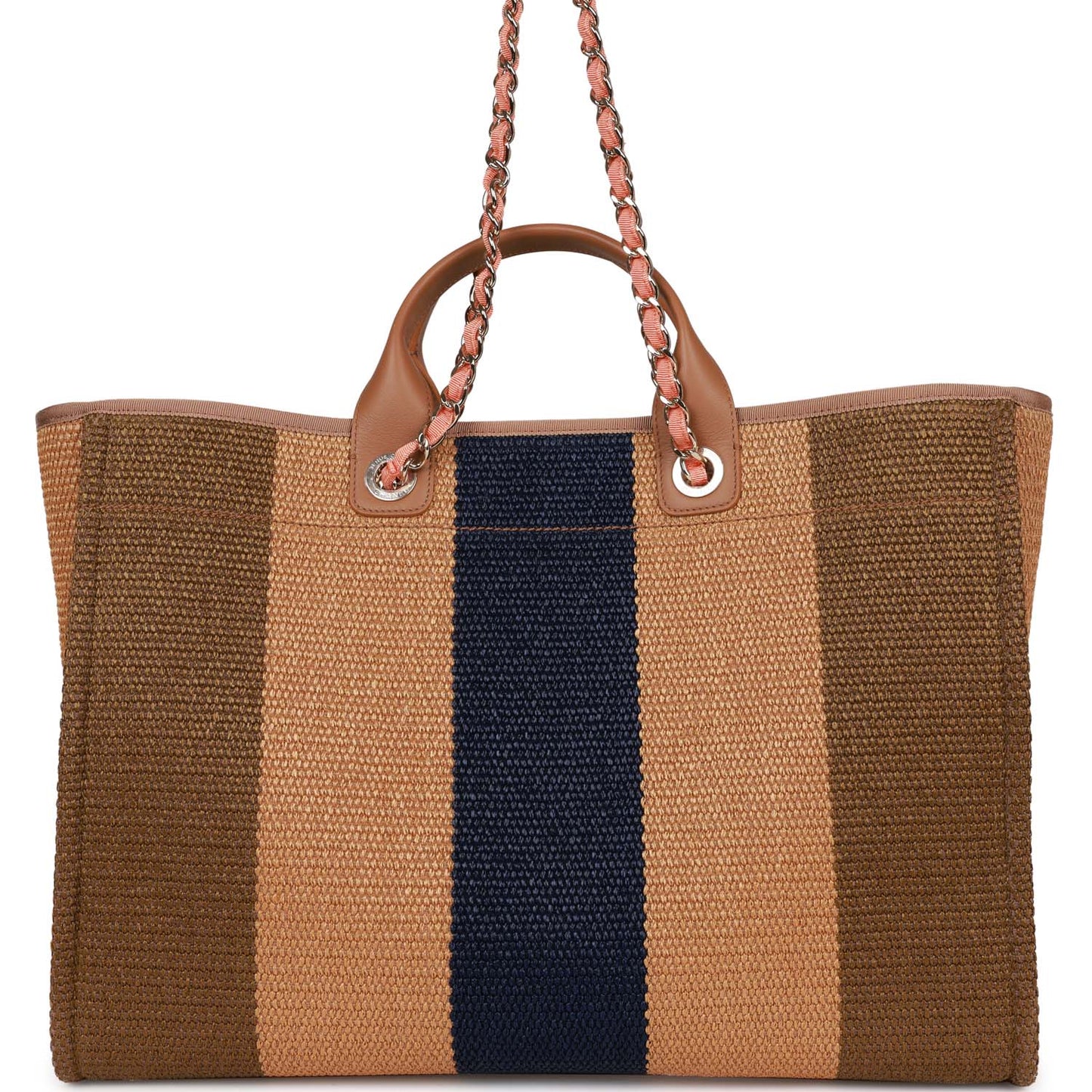 Chanel Large Deauville Shopping Bag Multicolor Viscose Light Gold Hardware