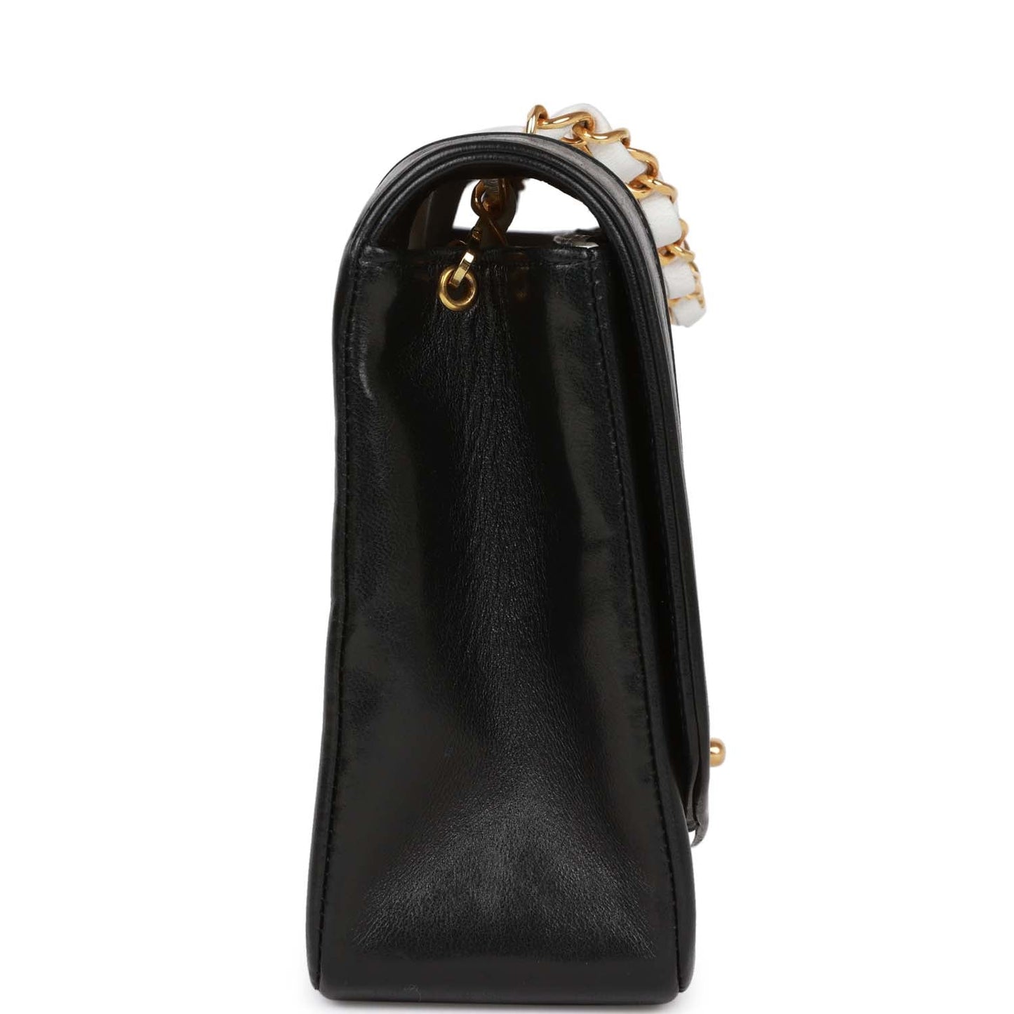 Chanel Vintage Medium Diana Flap Bag White and Black Lambskin Gold Hardware