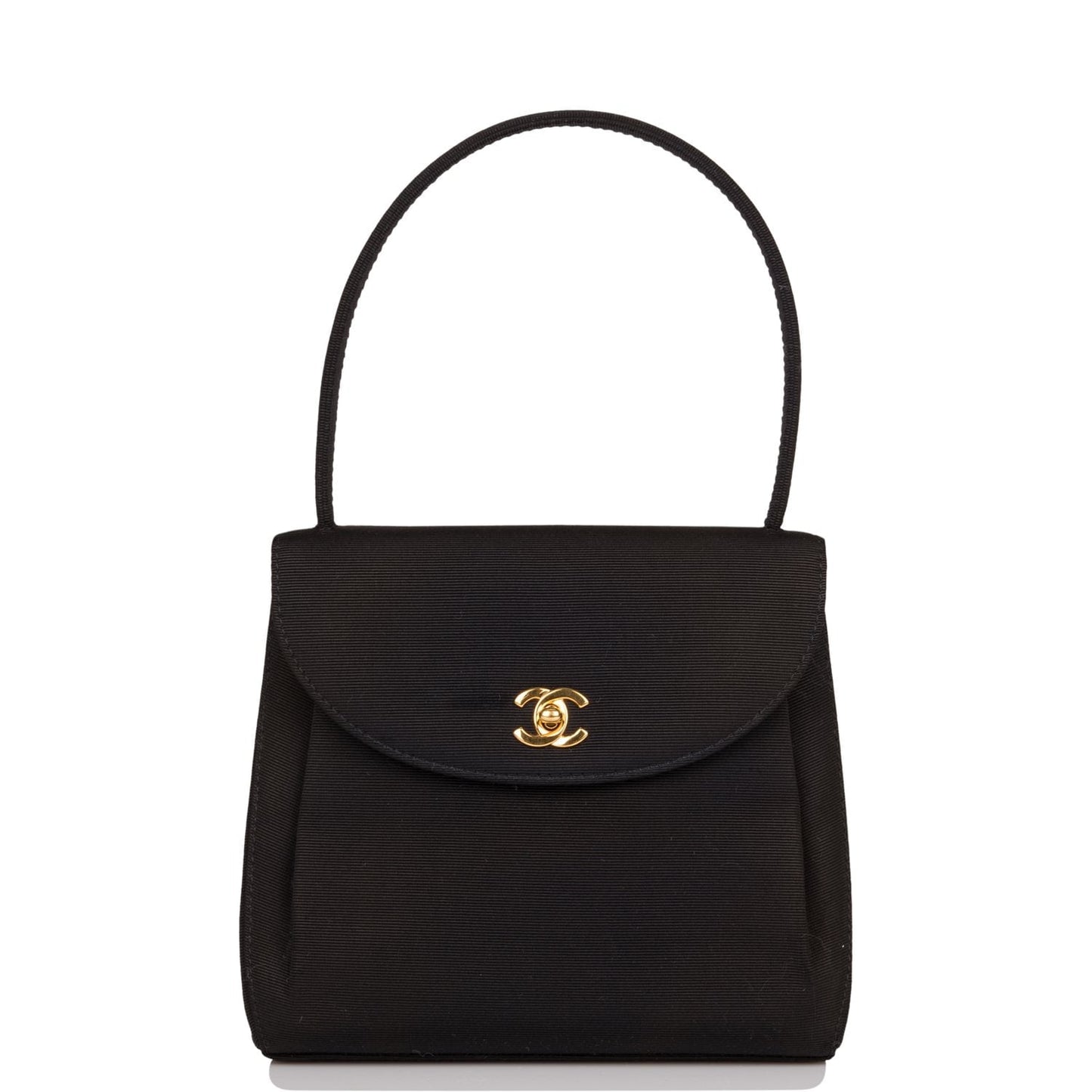 Chanel Vintage Mini Kelly Bag Black Satin Gold Hardware