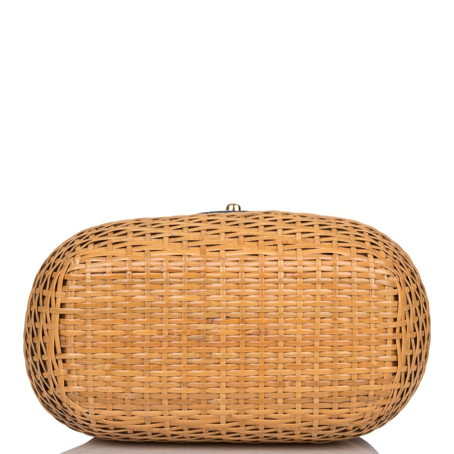 Chanel Vintage Basket Bag Denim and Wicker Gold Hardware
