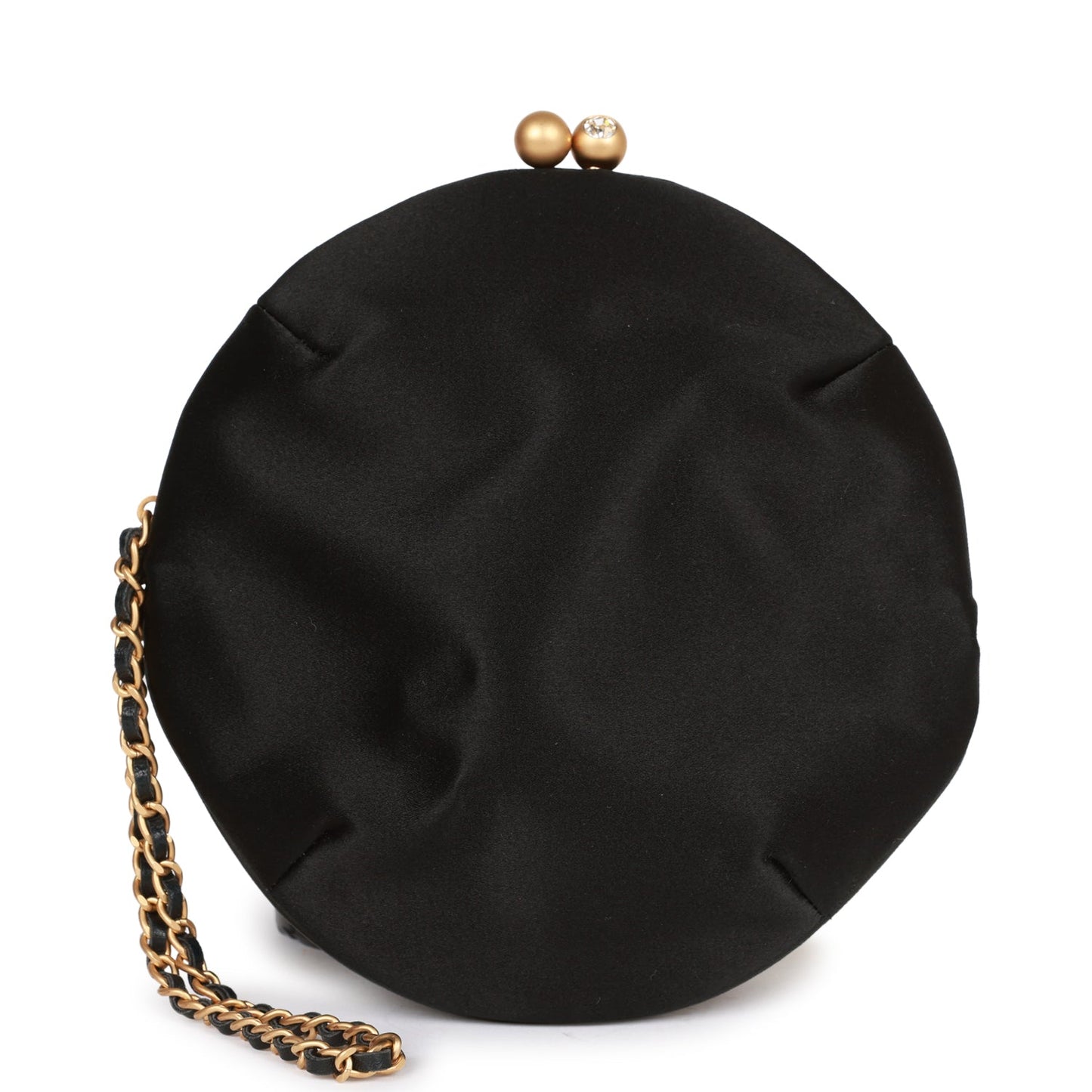 Chanel Vintage Clutch Bag Black Satin Embellished Antique Gold Hardware