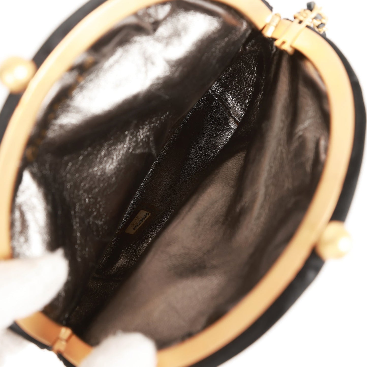 Chanel Vintage Clutch Bag Black Satin Embellished Antique Gold Hardware