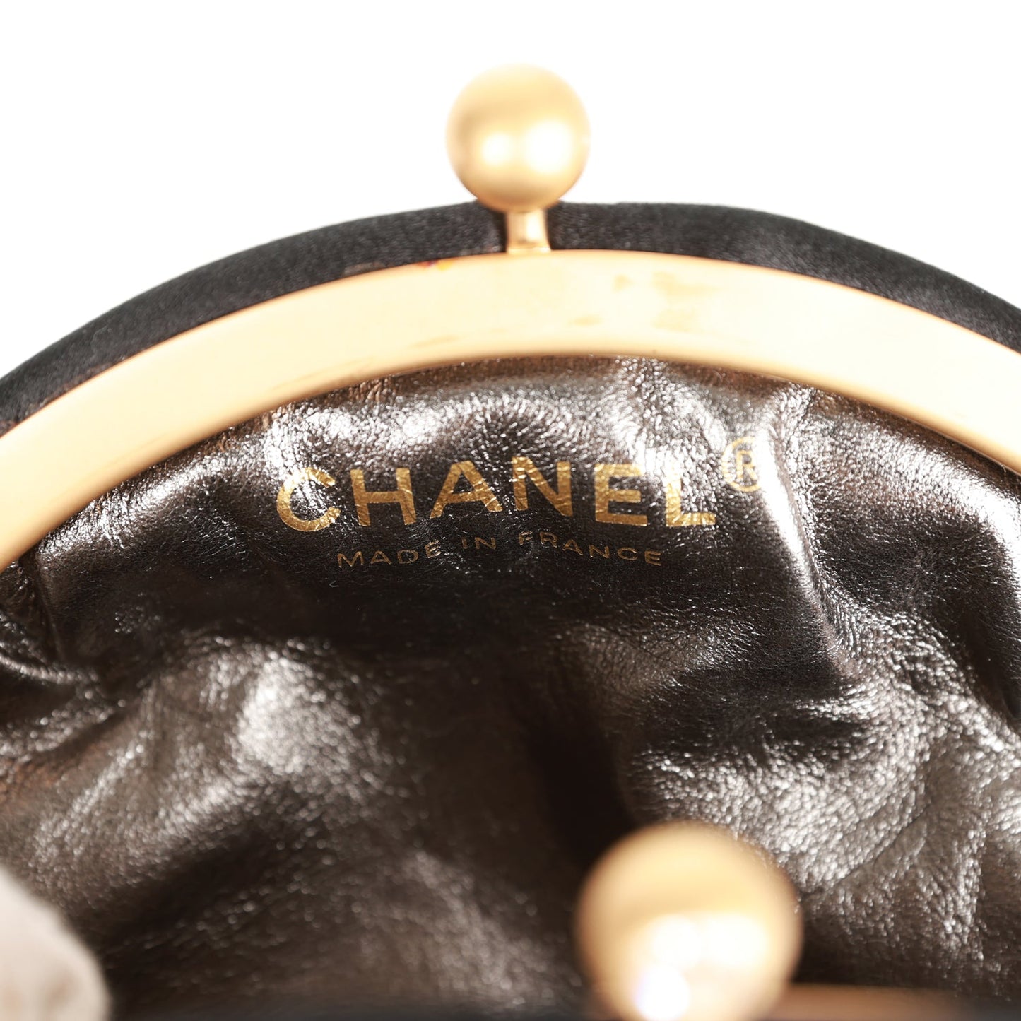 Chanel Vintage Clutch Bag Black Satin Embellished Antique Gold Hardware