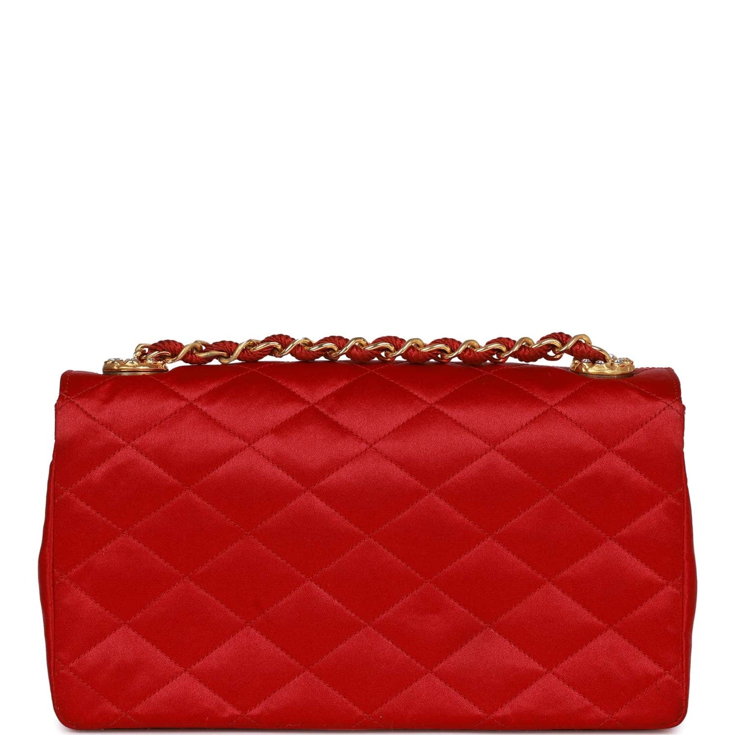 Chanel Vintage Small Flap Bag Red Satin Gold Hardware