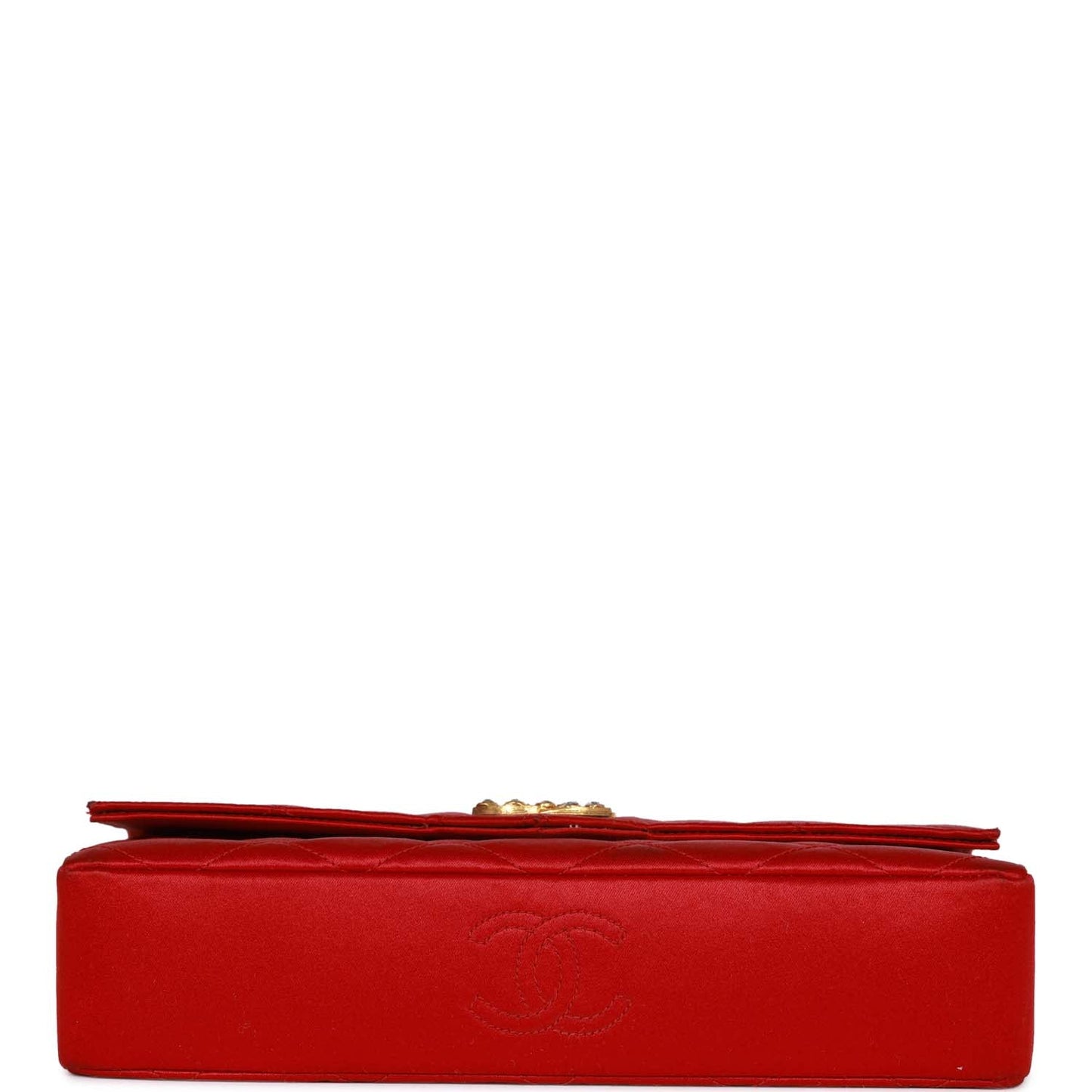 Chanel Vintage Small Flap Bag Red Satin Gold Hardware