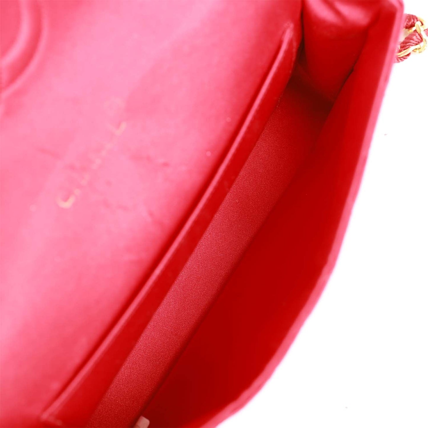 Chanel Vintage Small Flap Bag Red Satin Gold Hardware