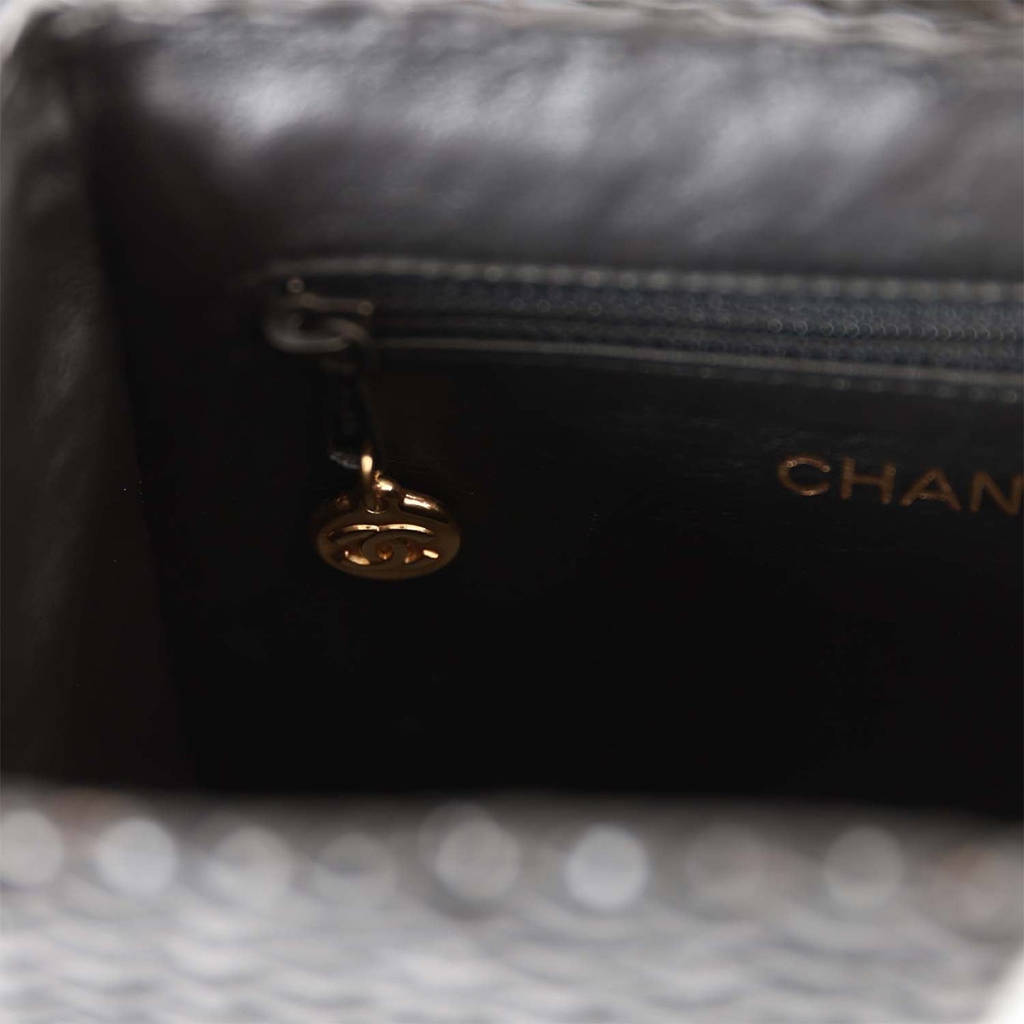 Chanel Vintage Wicker Picnic Basket Bag Black Gold Hardware