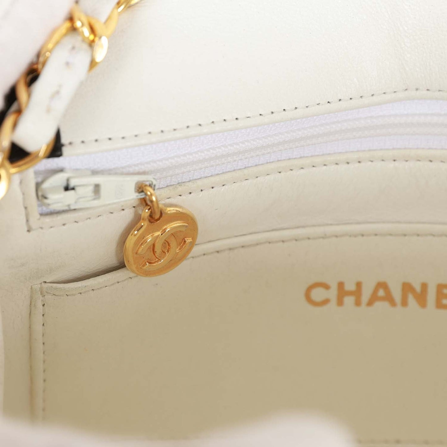 Chanel Vintage Mini Mademoiselle Bag Black and White Lambskin Gold Hardware