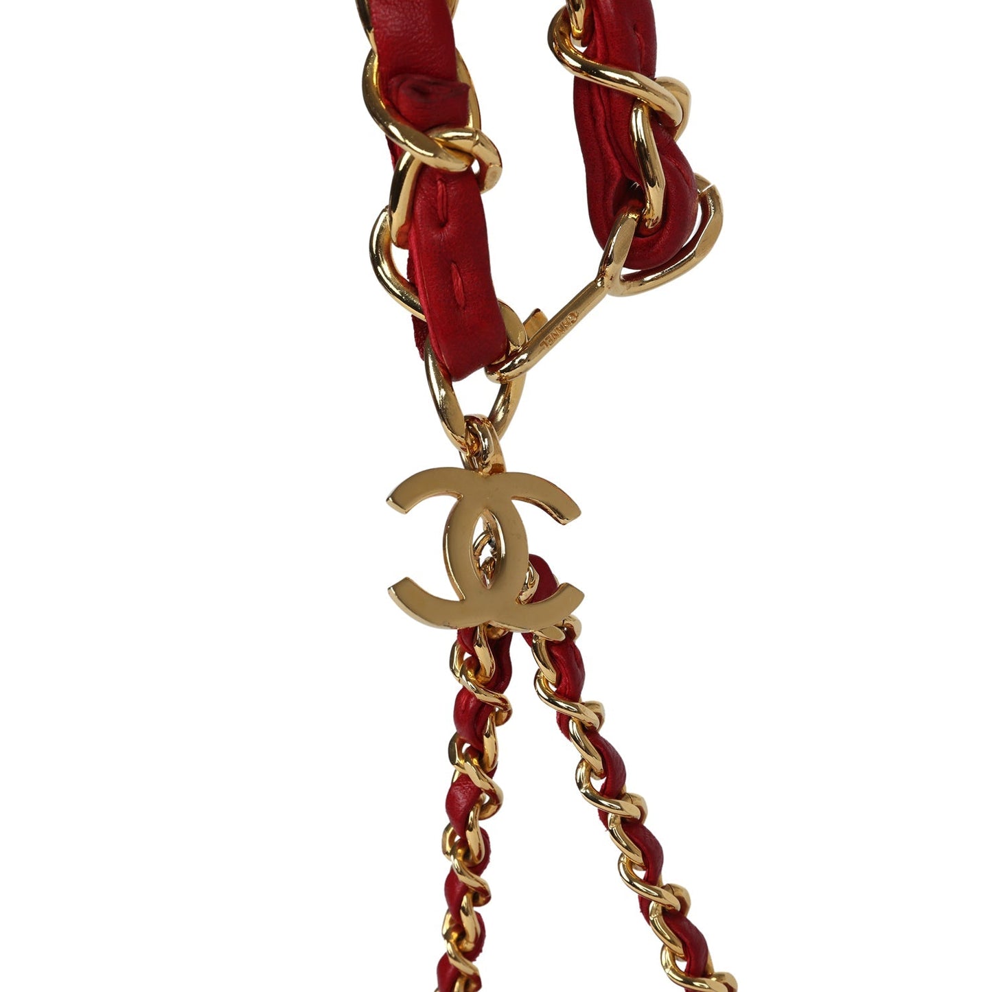 Chanel Vintage Micro Belt Flap Bag Red Lambskin Gold Hardware