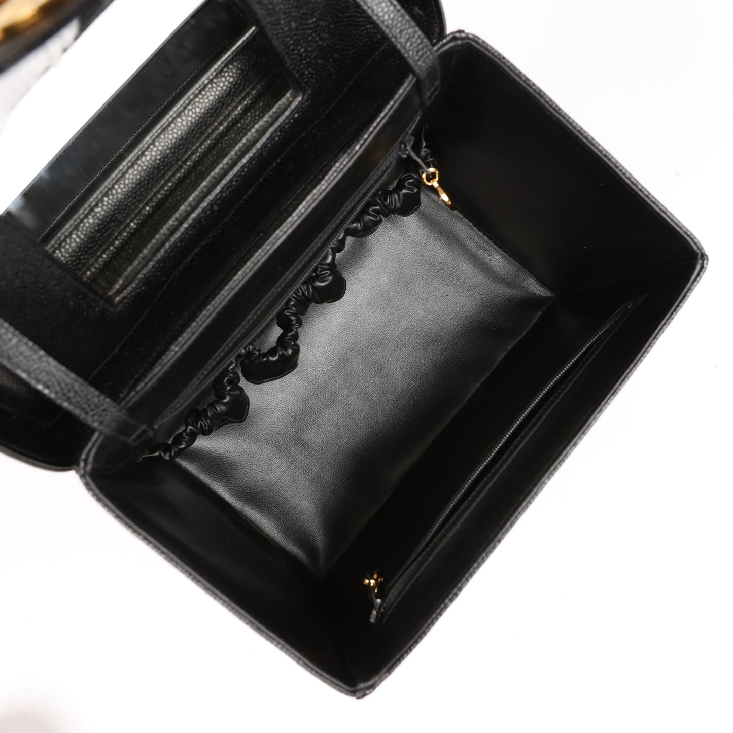Chanel Vintage Large Vanity Bag Black Caviar Gold Hardware