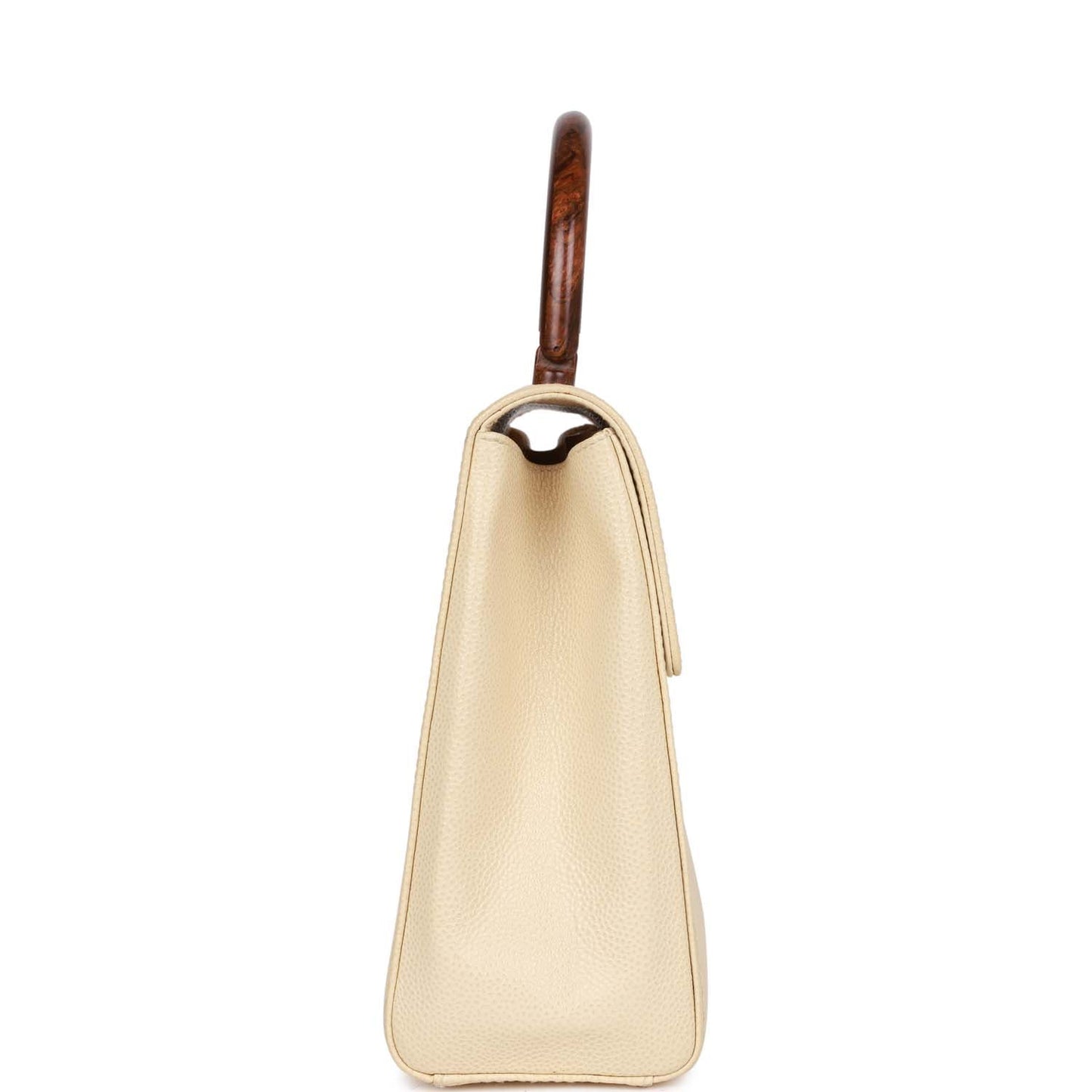 Chanel Vintage Wood Top Handle Kelly Ivory Caviar