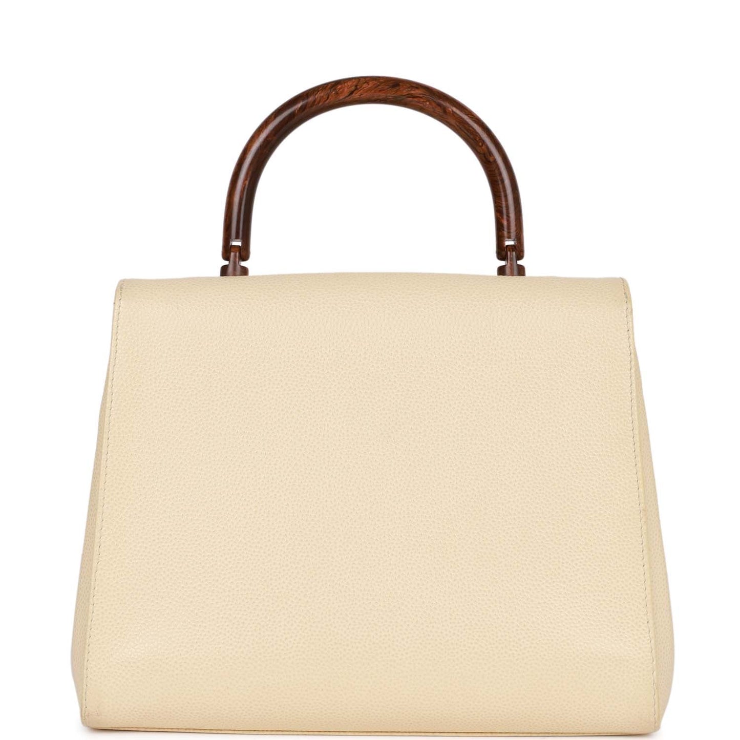 Chanel Vintage Wood Top Handle Kelly Ivory Caviar