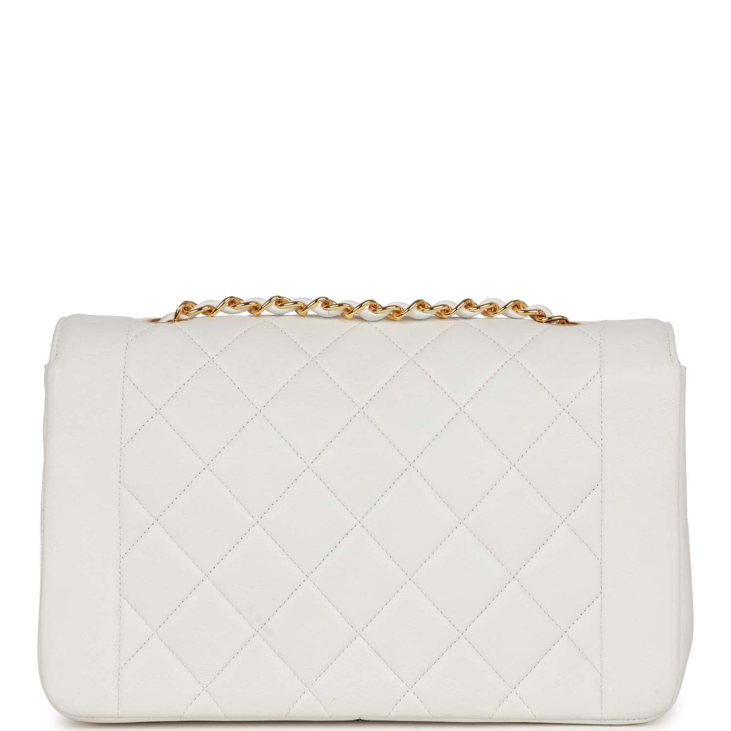 Chanel Vintage Medium Diana Flap Bag White Lambskin Gold Hardware