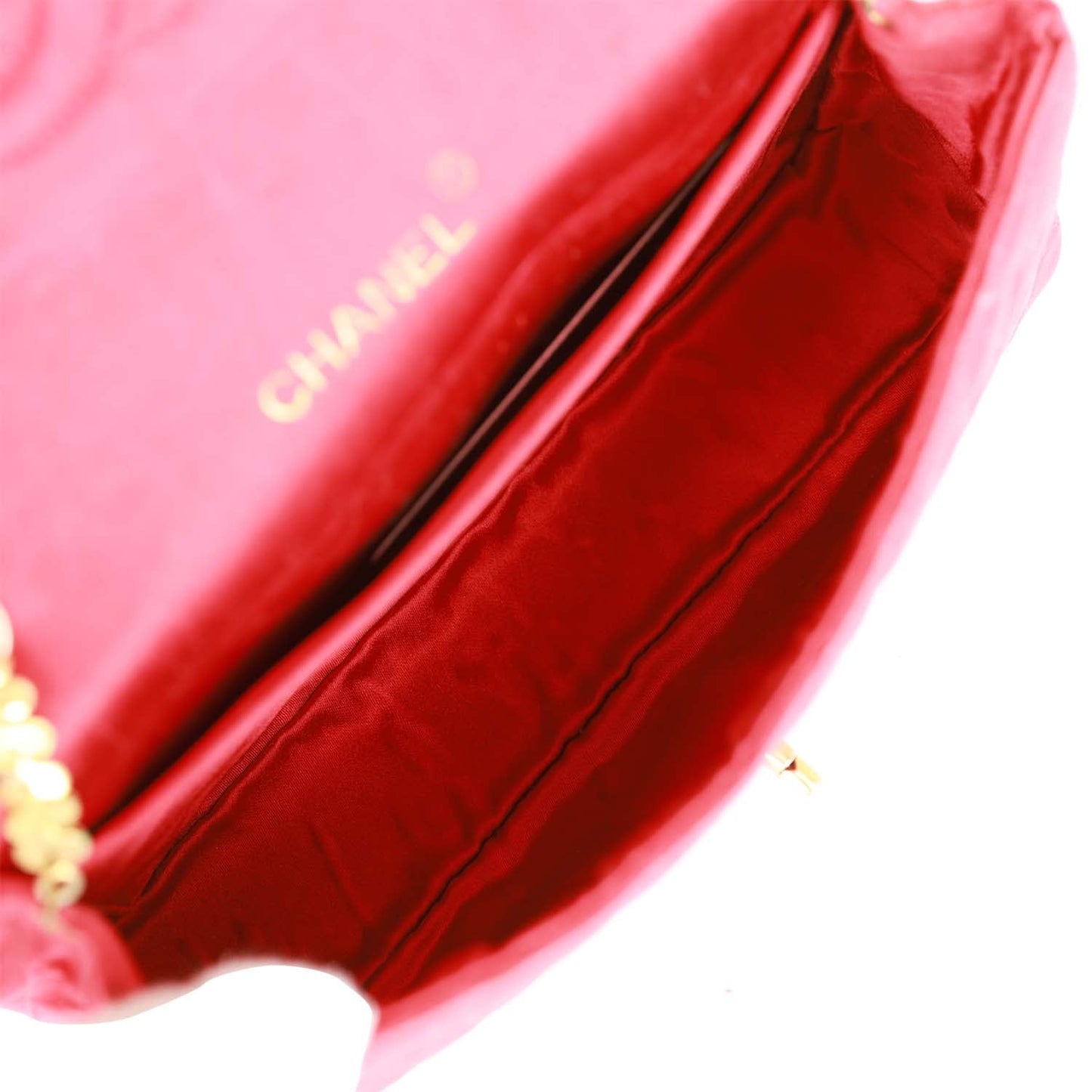 Chanel Vintage Flap Bag Red Satin Gold Hardware