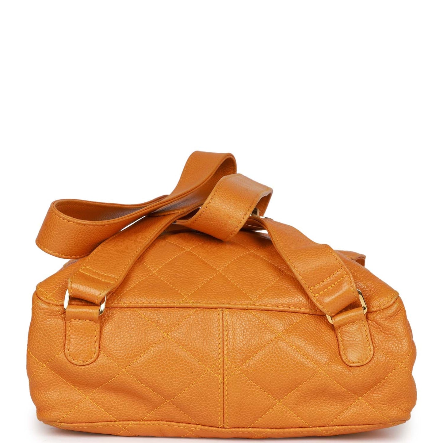 Chanel Vintage Flap Backpack Orange Caviar Gold Hardware