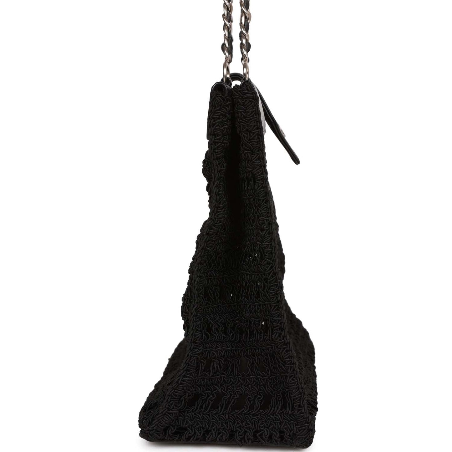 Chanel Vintage Supermodel Tote Black Crochet Aged Silver Hardware