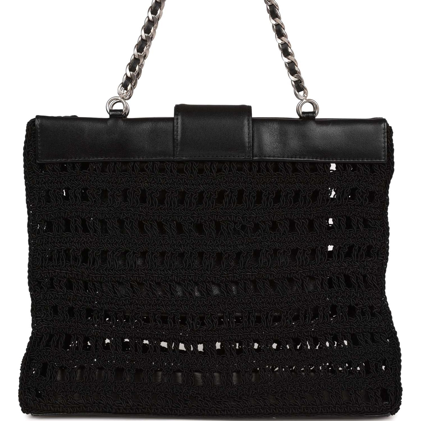 Chanel Vintage Supermodel Tote Black Crochet Aged Silver Hardware