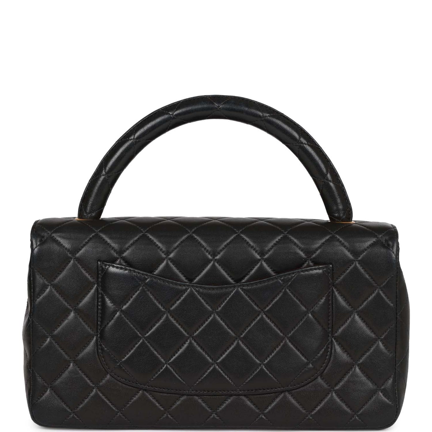 Chanel Vintage Kelly Parent Flap Bag Black Lambskin Gold Hardware