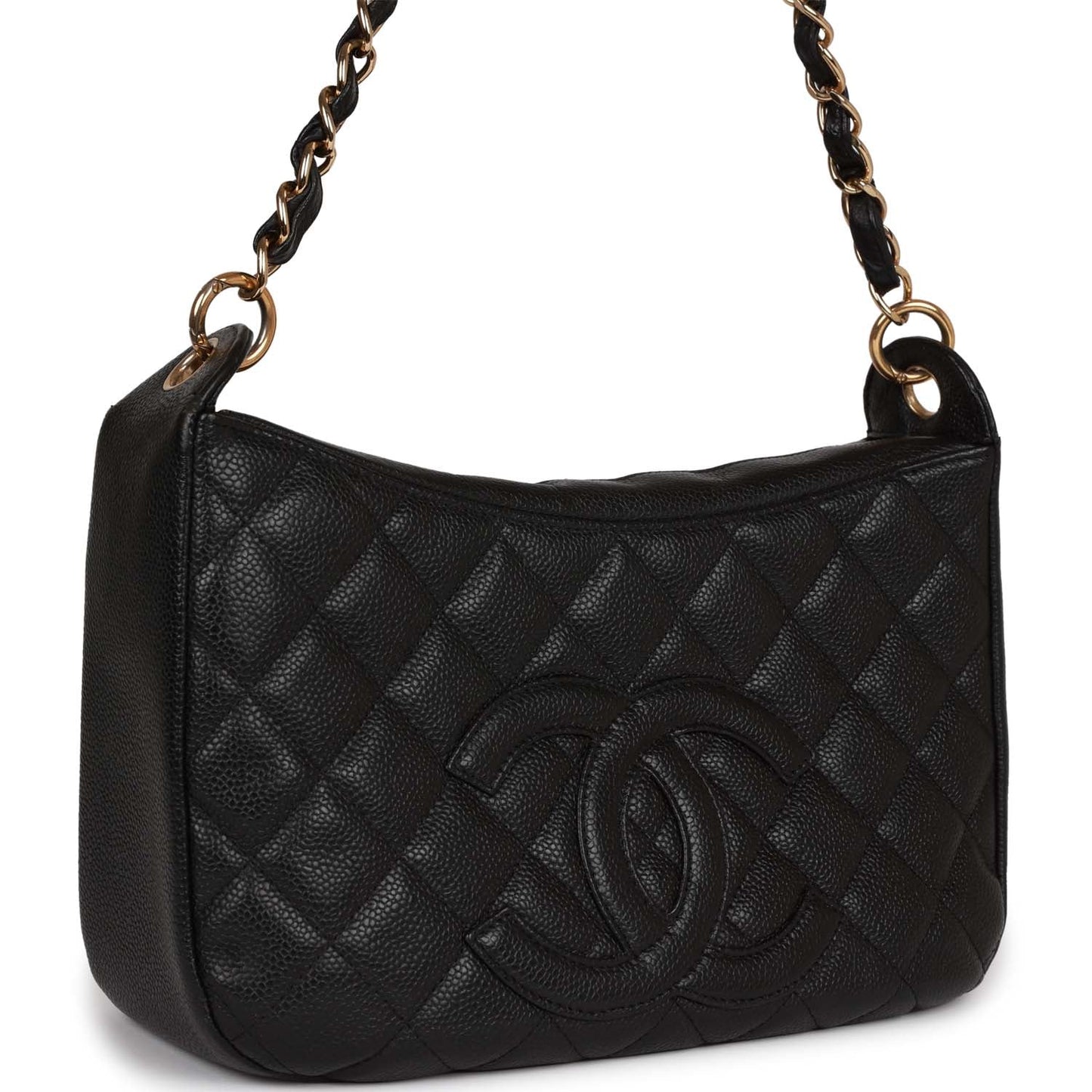 Chanel Vintage Timeless CC Shoulder Bag Black Caviar Gold Hardware