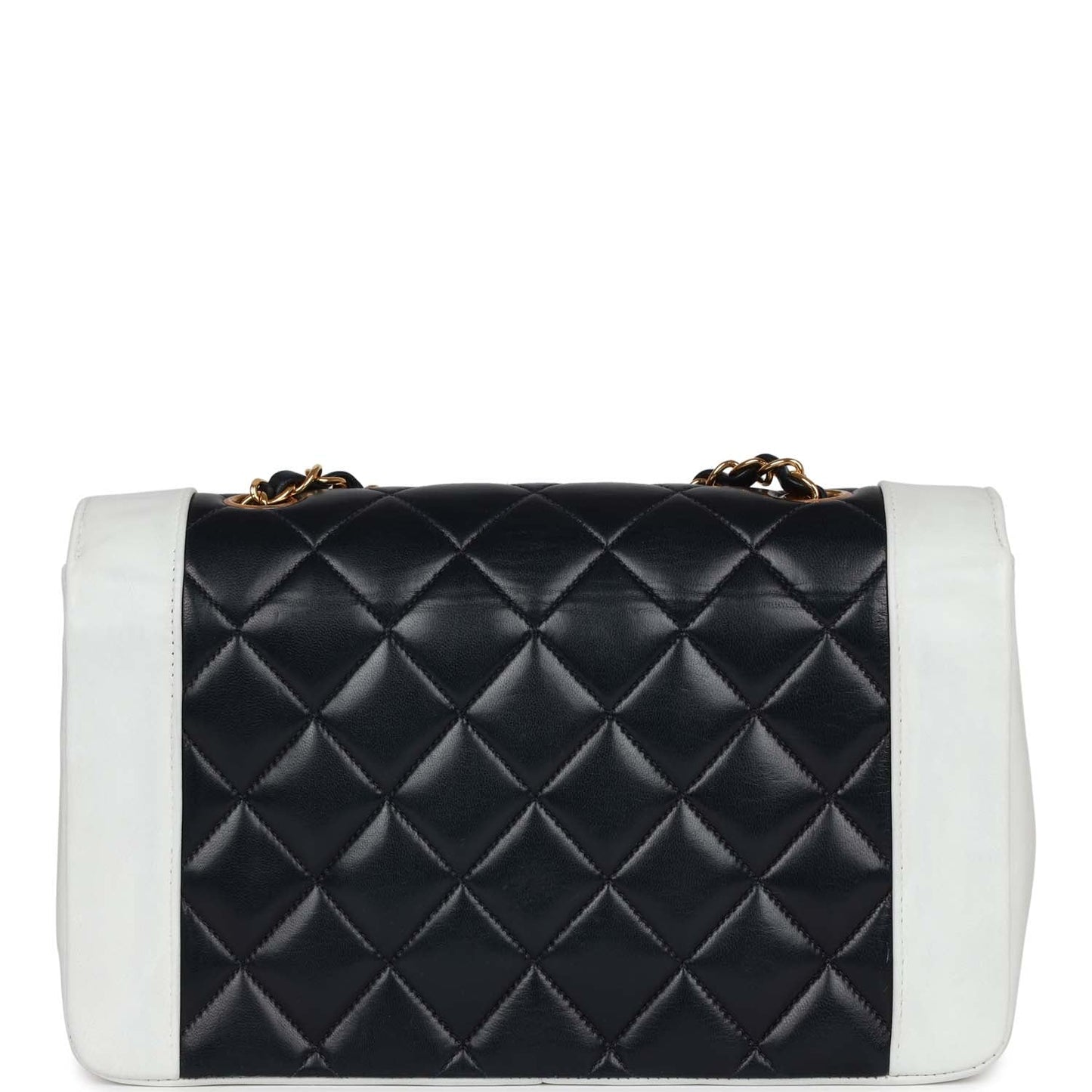 Chanel Vintage Small Diana Flap Bag White and Navy Lambskin Gold Hardware