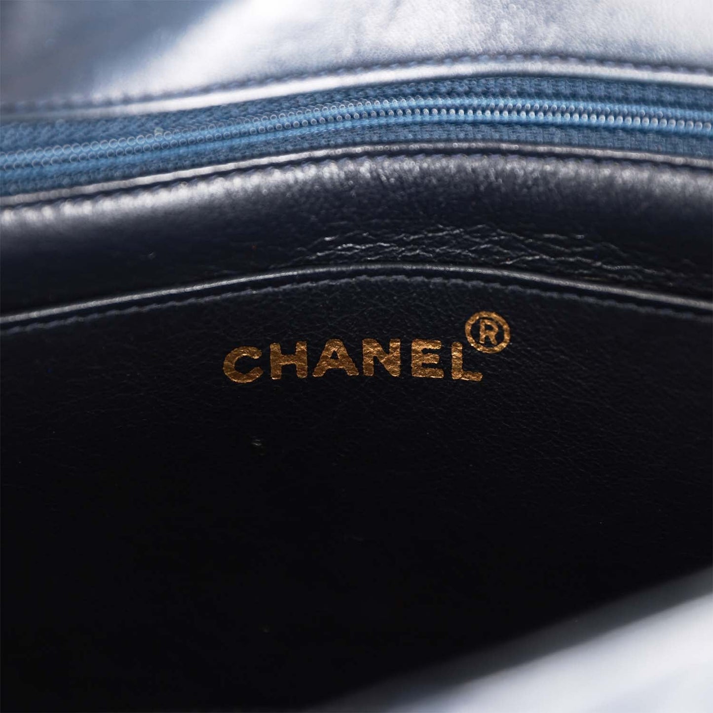 Chanel Vintage Small Diana Flap Bag White and Navy Lambskin Gold Hardware